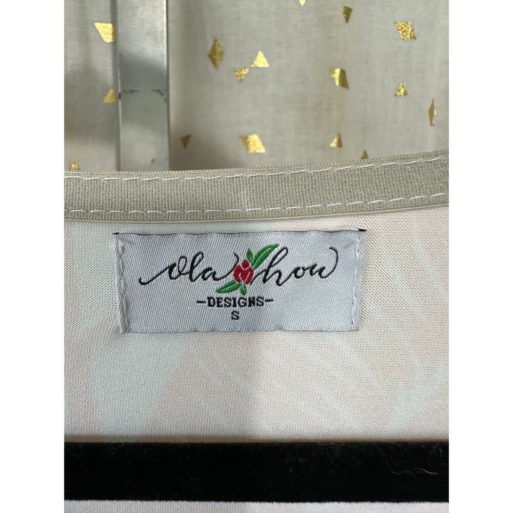 Ola Hou designs Hawaiian Hibiscus Bubble Sleeves Baby Doll Tiered Dress S - Picture 6 of 6